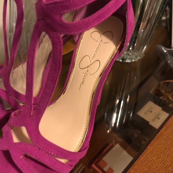 Jessica Simpson 5” pink heels with gold zipper - Picture 4 of 7